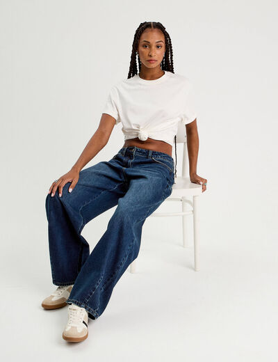 Jeans baggy taille haute denim stone femme