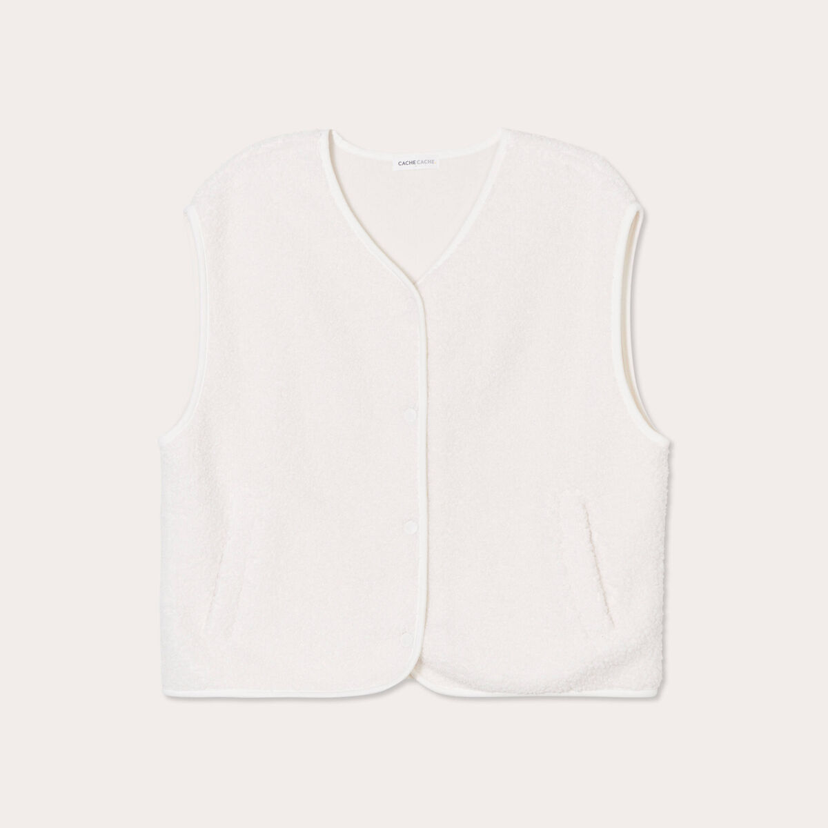 Gilet sans manches effet polaire ecru femme