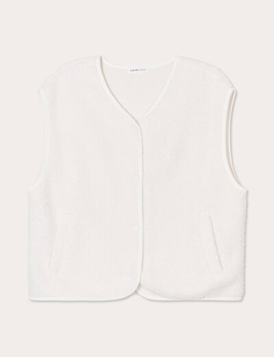 Gilet sans manches effet polaire ecru femme