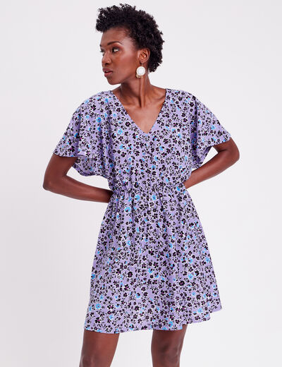 Robe évasée col en V parme femme