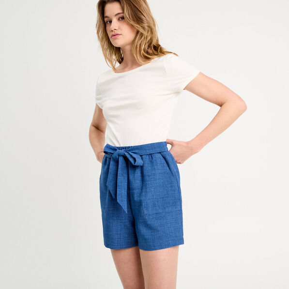 combishort ceinturee bleu fonce femme Combishort ceinturée bleu foncé femme