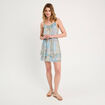 Robe évasée volants bleu femme