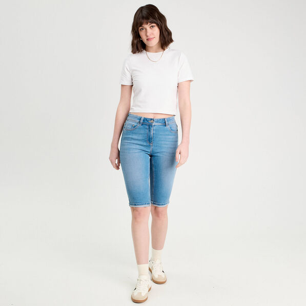Bermuda skinny en jean denim double stone femme