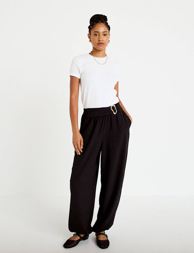 Pantalon bouffant taille standard noir femme