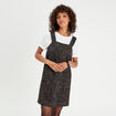 Robe chasuble droite tweed noir femme