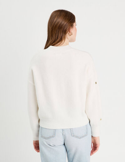 Pull avec détails bijoux ecru femme