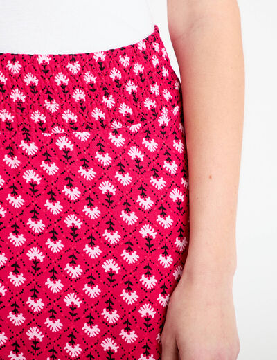 Jupe longue fluide rose cerise femme