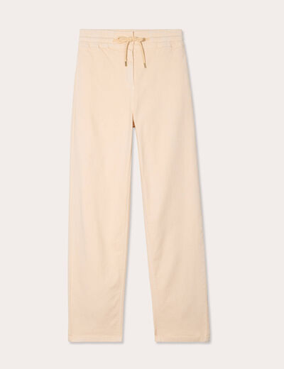 Pantalon large élastiqué ecru femme