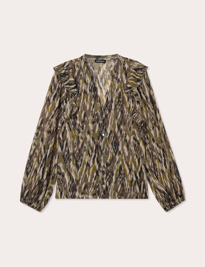 Blouse manches longues vert kaki femme