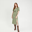 Robe midi ajustée col rond vert kaki femme