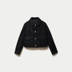 Veste droite bouclette col classique noir femme