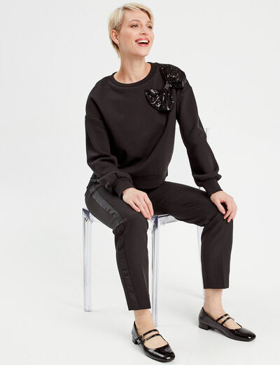 Sweat noeud sequins noir femme