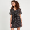 Robe évasée noeud poitrine noir femme