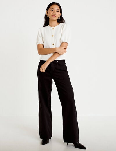 Blouse droite manches courtes ecru femme