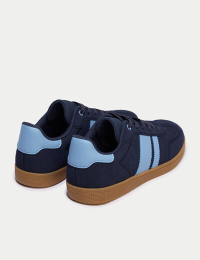 Baskets basses &agrave; lacets bleu marine femme