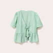 Blouse manches courtes noeuds vert prairie femme