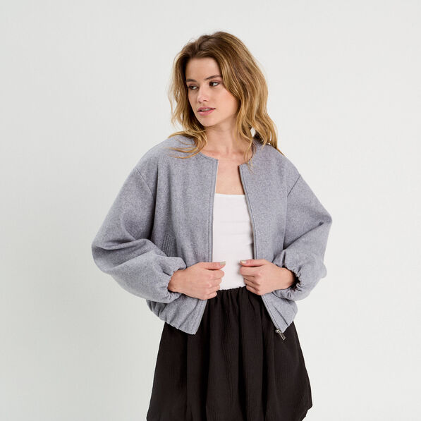 veste effet boule gris clair femme Veste effet boule gris clair femme