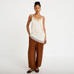 Pantalon bouffant taille standard marron femme