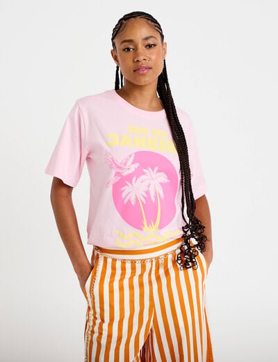 T-shirt oversize manches courtes rose clair femme