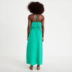 Robe &eacute;vas&eacute;e 3/4 col v bretelles vert femme