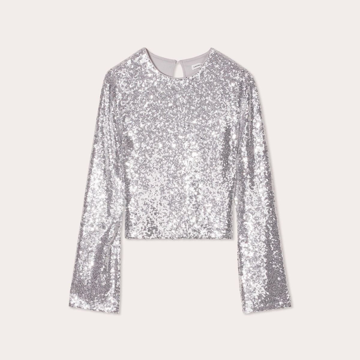 T-shirt avec sequins gris argent femme