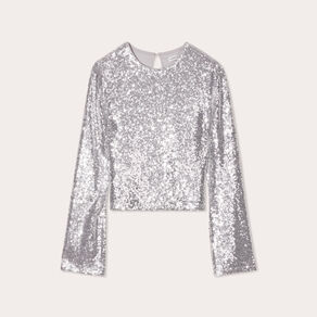 t shirt avec sequins gris argent femme T-shirt avec sequins gris argent femme