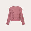 Blouse ajourées volants vieux rose femme