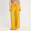 Pantalon large fluide jaune citron femme