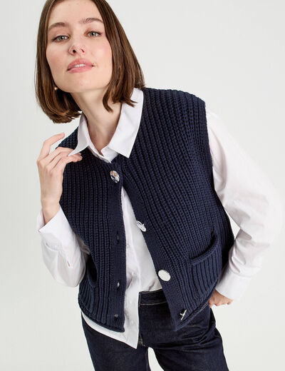 Gilet sans manches bleu marine femme