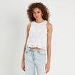 Débardeur dentelle macramé blanc femme