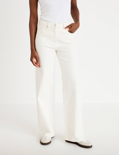 Jeans wide leg taille haute denim blanc femme