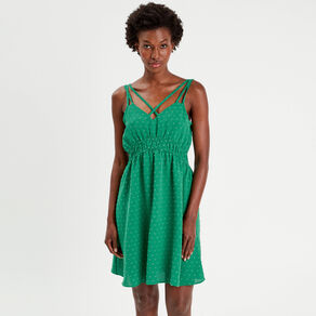 robe evasee fluide plumetis vert femme Robe évasée fluide plumetis vert femme
