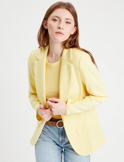 Veste blazer cintrée jaune clair femme