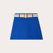 Jupe-short ceinturée contenant du lin bleu electrique femme