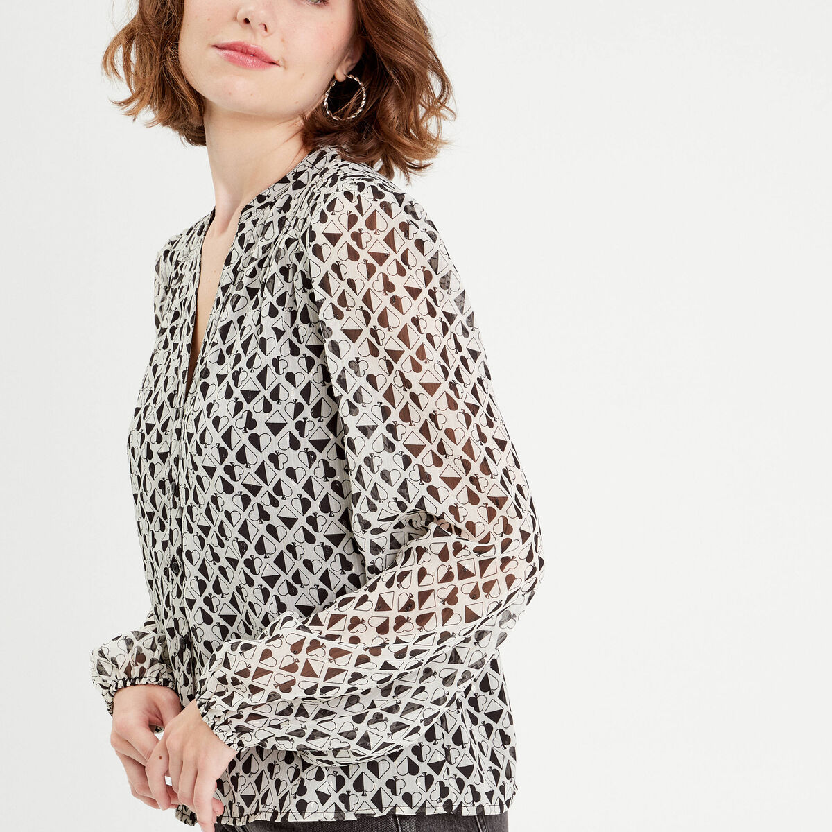 Blouse manches longues blanc femme