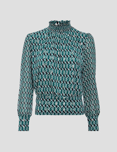Blouse manches longues vert canard femme