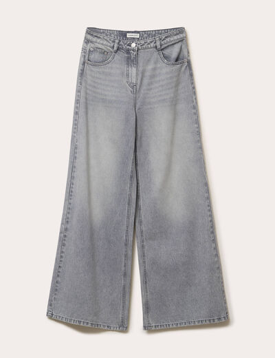 Jeans large denim gris femme