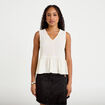 Blouse cintr&eacute;e sans manches col v ecru femme