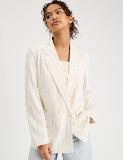 Veste blazer manches longues blanc femme