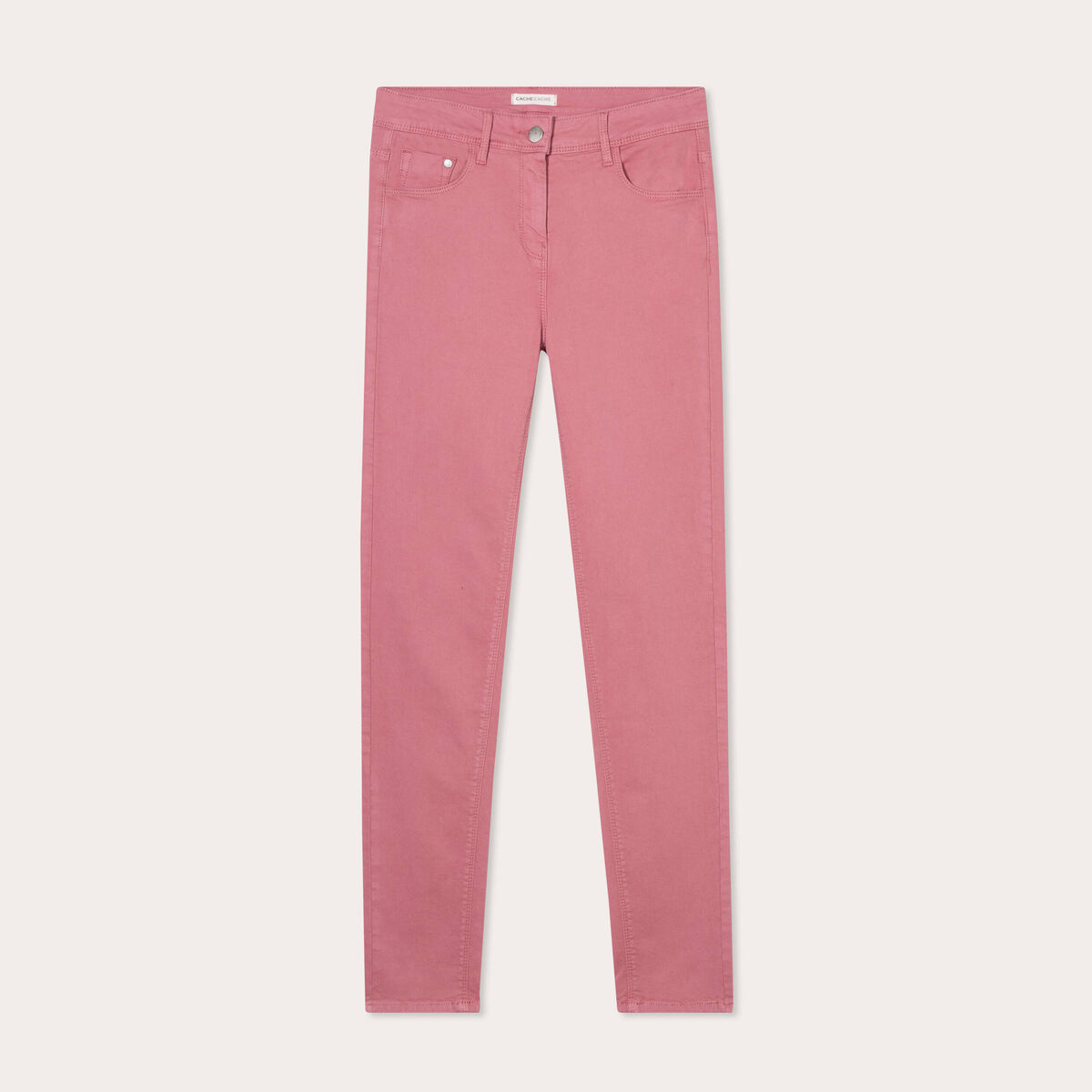 Jeans slim 5 poches vieux rose femme