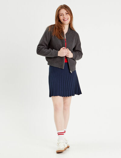 Veste teddy zippée gris foncé femme