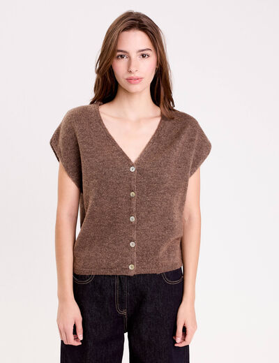 Gilet sans manches marron clair femme