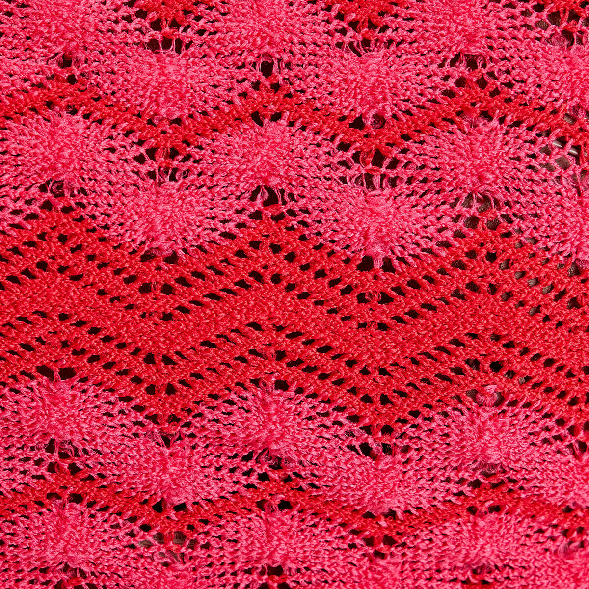 Gilet cropped crochet rose fushia femme