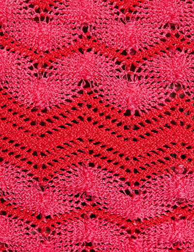 Gilet cropped crochet rose fushia femme