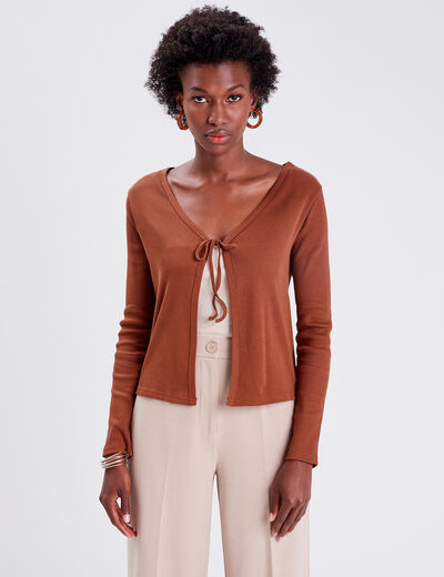 Gilet manches longues marron femme