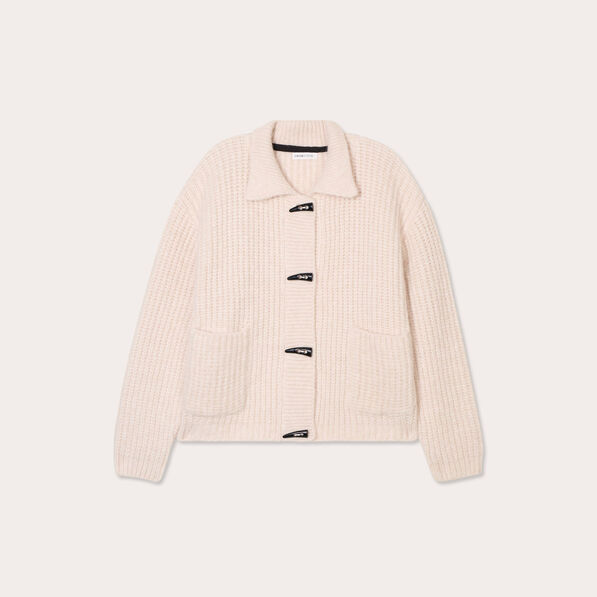 Gilet boutons brandebourg ivoire femme