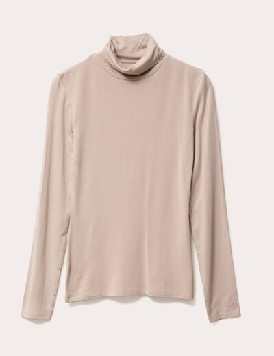 T-shirt uni à manches longues sable femme