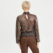 Blouse col montant noir femme