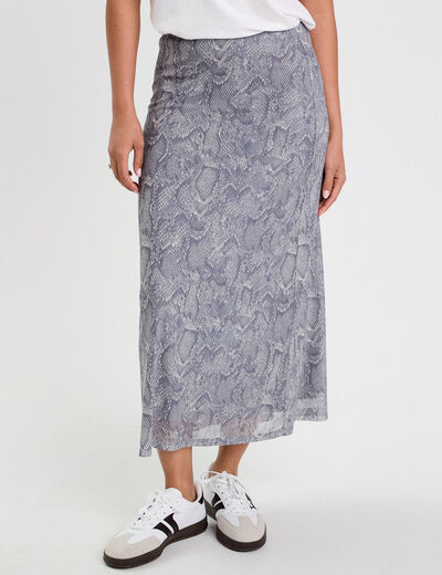 Jupe longue évasée bleu gris femme