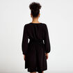 Robe &eacute;vas&eacute;e col v manches longues noir femme